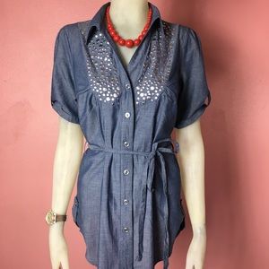 Denim Short Sleeve Button Down